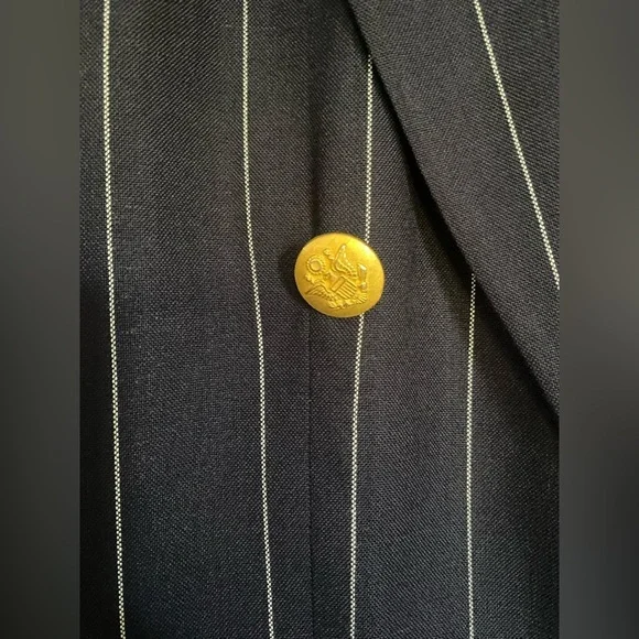 NWT VGT Jones New York Navy Blue Pinstripe Blazer with gold buttons - Picture 3 of 5
